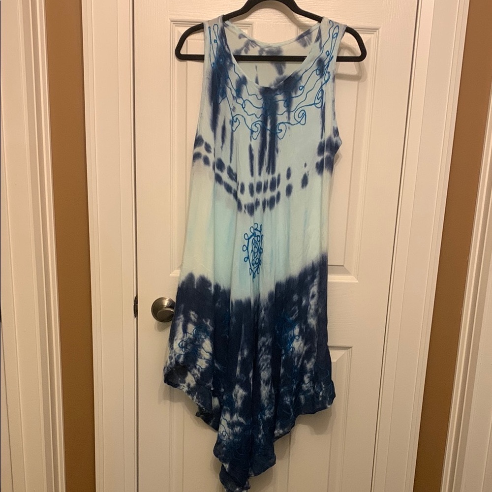 Boho Blue Tie-Dye Swim Coverup